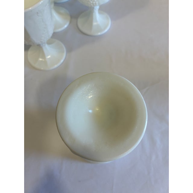 Glass Vintage White Milk Glass Grape & Vine Pedestal Goblets, Set of 9 For Sale - Image 7 of 13