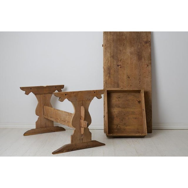 Rustic Folk Art Trestle Dining Table For Sale - Image 10 of 14