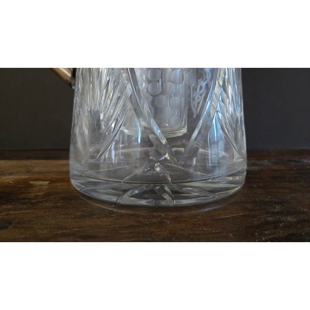 Metal 1930s German Cut Crystal and Silverplate Cooling-Tube Lemonade Pitcher For Sale - Image 7 of 18