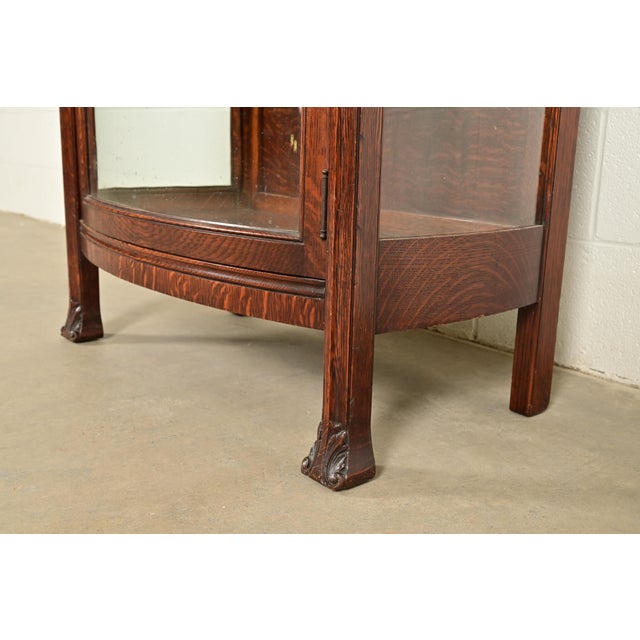Berkey & Gay Antique Victorian Carved Oak Bookcase or Display Cabinet, Circa 1890s For Sale - Image 11 of 16