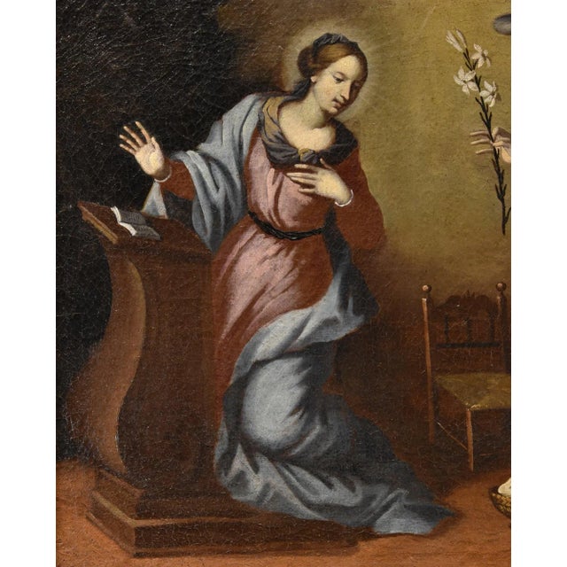 Baroque Scuola Toscana, Annunciation, 1650, Oil on Canvas, Framed For Sale - Image 3 of 16