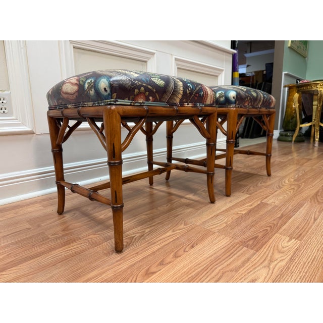 Late 20th Century Vintage Faux Bamboo "Souvenir D'Afrique" Giraffe Ottomans / Stools - A Pair For Sale - Image 5 of 5