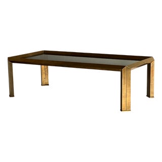 Coffee Table in Crystal and Brass, 1970s For Sale