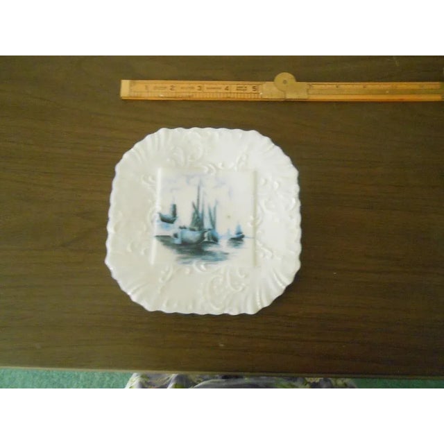 Vintage Hand Painted Blue & White Delft Style Nautical Maritime Faience Plate For Sale In Monterey, CA - Image 6 of 8