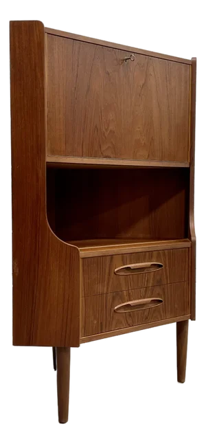 Mid Century Modern Rosewood Corner Bookcase / Bar Cabinet, Made in Denmark by Aulum Mobelfabrik, C. 1960s