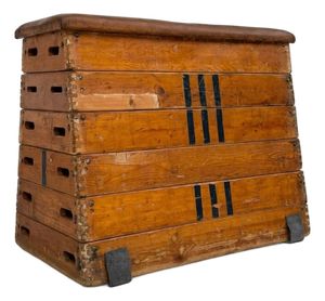 Vintage Swedish Gym Vaulting Box in Wood and Leather, 1940s