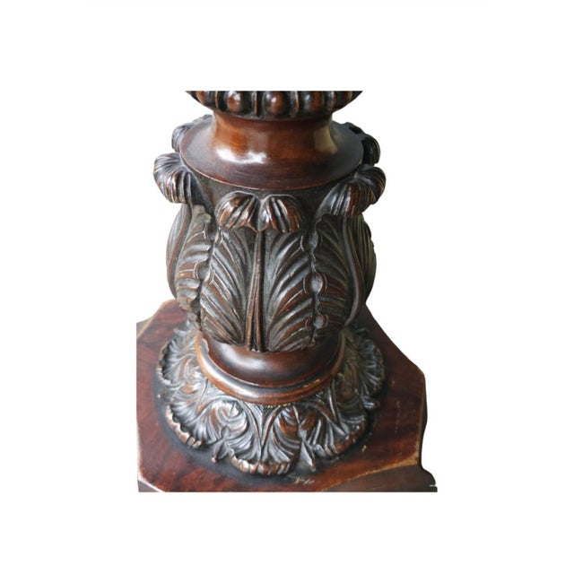 19th C. George IV Partial Ebonized Bookmatched and Carved Mahogany Sewing Stand For Sale - Image 10 of 11