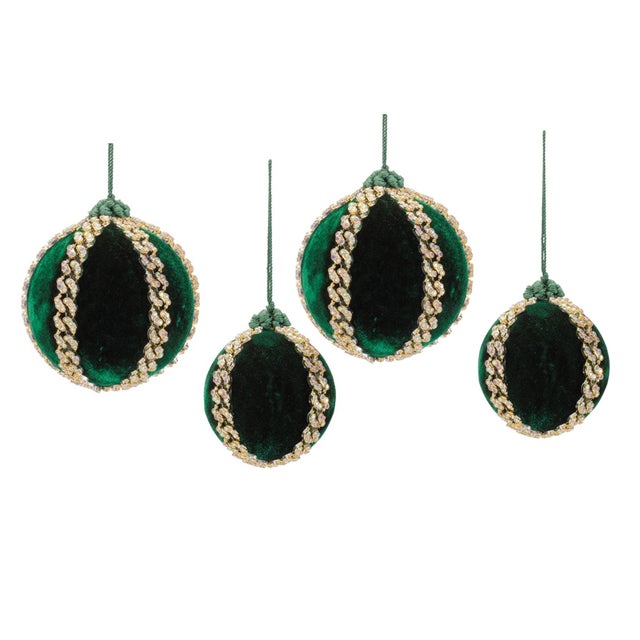 Shimmer Ball Ornaments (Set of 4)  3" & 4" Plastic/Polyester Christmas Decorations For Sale In Chicago - Image 6 of 6