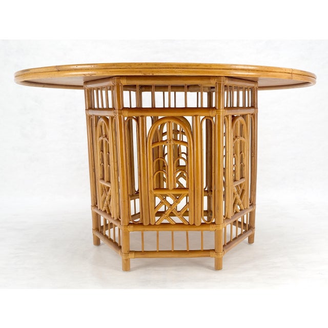 Mid-Century Modern Very Fine 48" Round Top Bamboo Base Mid Century Modern Dining Center Table MINT! For Sale - Image 3 of 10