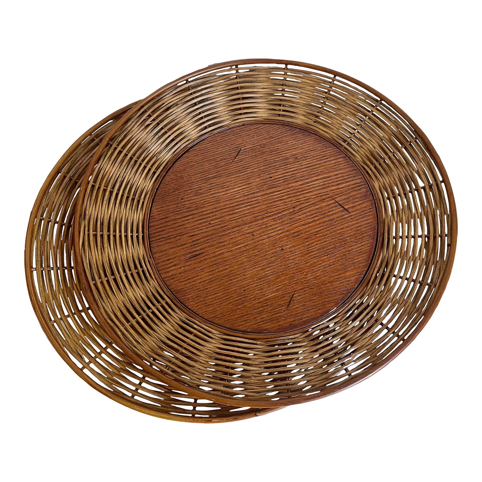 Vintage Wicker and Wood Chargers a Pair Chairish