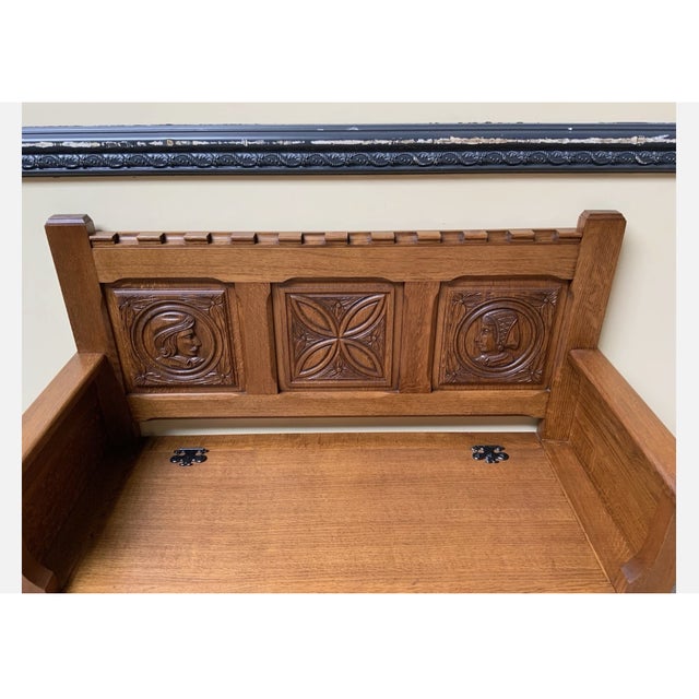 Antique Breton Bench and Shoe Cabinet, 1950 For Sale - Image 6 of 9