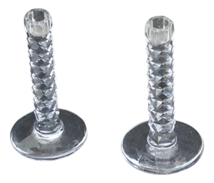 Pair of Late 20th Century Orrefors Crystal Candleholders