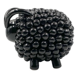 Black Ram / Sheep Ceramic Sculpture, Italy 1980s For Sale