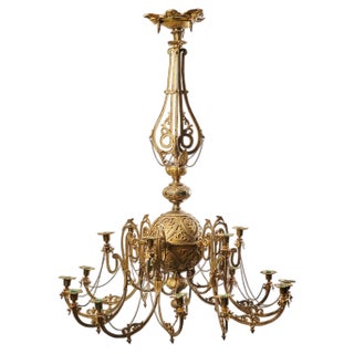Antique Swedish Chandelier in Bronze For Sale