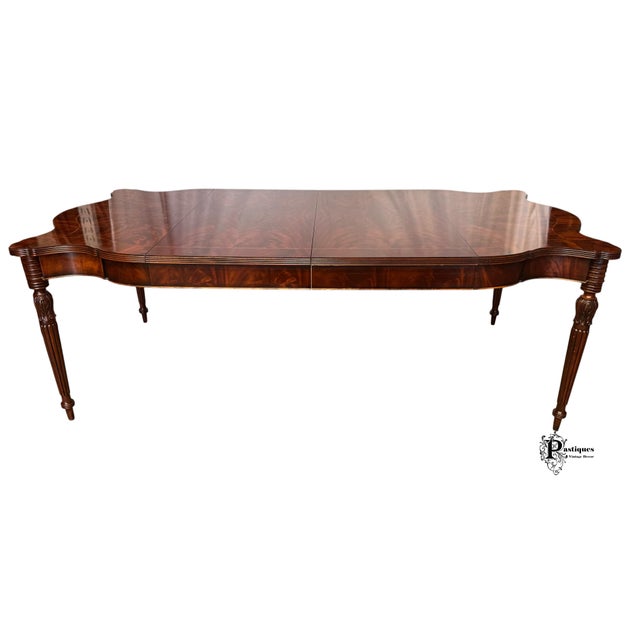 Vintage Henredon Regency Style Flame Mahogany Scalloped Extension Dining Table For Sale - Image 12 of 12