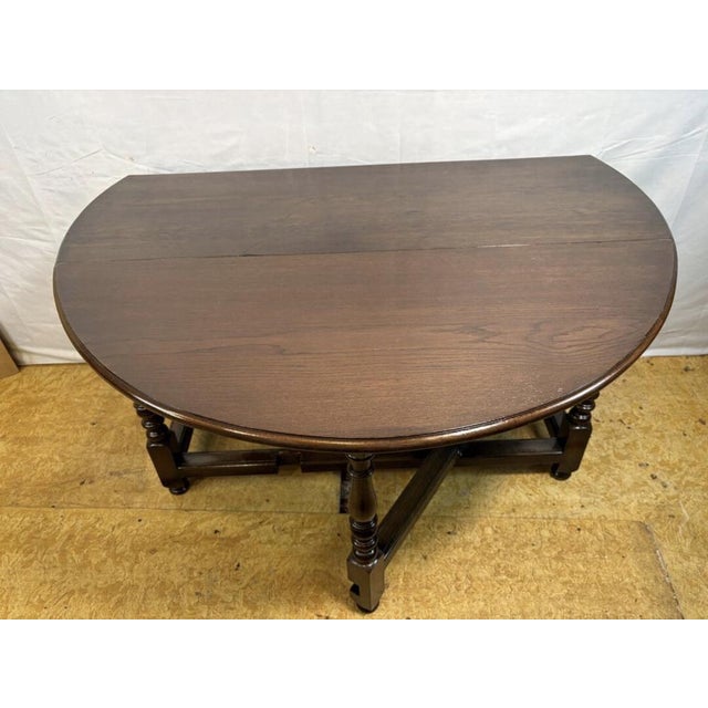 Jacobean Revival Oak Gate Leg Drop Leaf Table, 1900s For Sale - Image 5 of 12