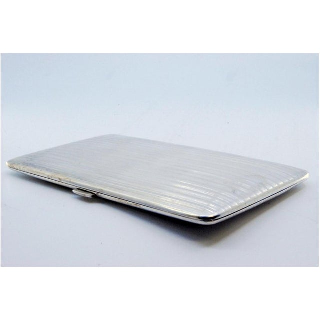Silver Cigarette Case with Fluted Bands and Hinged Lid For Sale - Image 3 of 9
