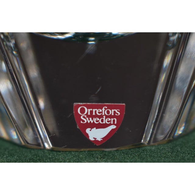 Transparent Orrefors Crystal Bowl Lars Hellsten Orion Heavy Sticker Signed For Sale - Image 8 of 15