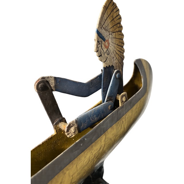 1920s Early 20th C Native American Canoe Whirligig – Americana Folk Art Kinetic Sculpture, Weather Vane Style For Sale - Image 5 of 5
