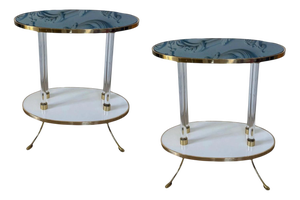 Blue Mirror Cigarette Tables by The Century, Set of 2