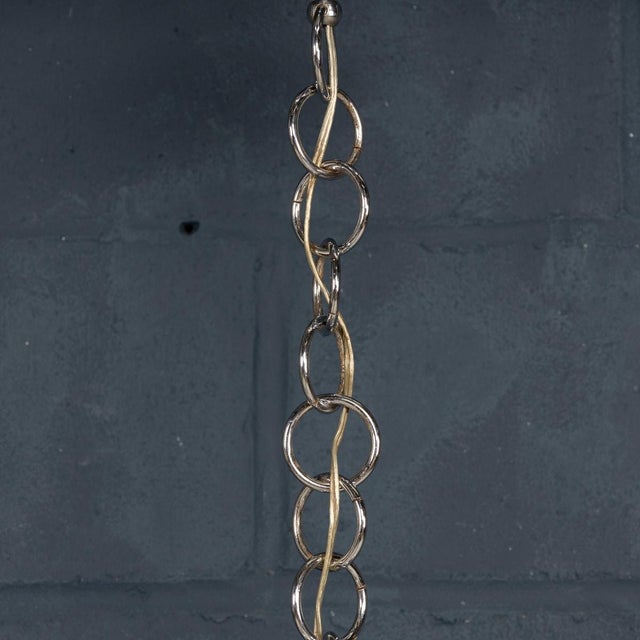 Vintage Italian White and Clear Murano Glass Pendant Lamp, 1970 For Sale - Image 3 of 15