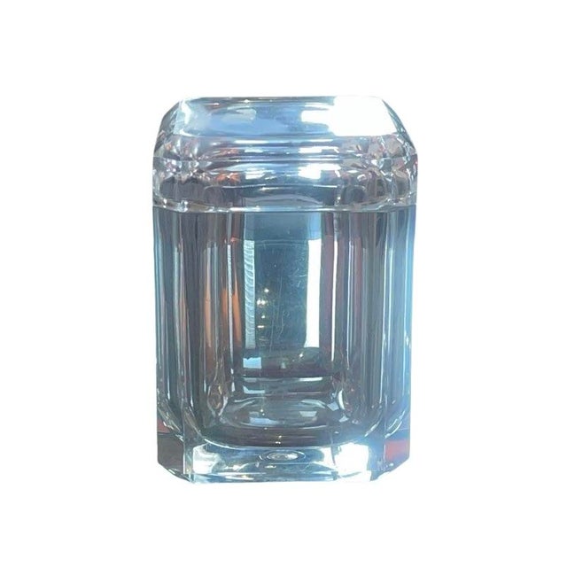 Plastic 1970s Alessandro Albrizzi Faceted Lucite Ice Bucket With Rotating Lid For Sale - Image 7 of 8