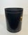 Metal 1970s Black leather and brass wastepaper basket in the style of Jacques Adnet For Sale - Image 7 of 12