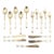 Mother of Pearl & Brass Thailand Flatware Small Spoon Fork & Knife Set of 15 For Sale