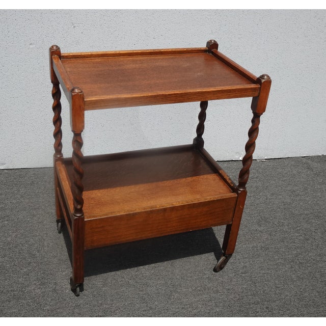 Gorgeous Tea Cart in Great Vintage Condition. Solid and Firm. Wear is usual for its age. Please study the photos and ask...