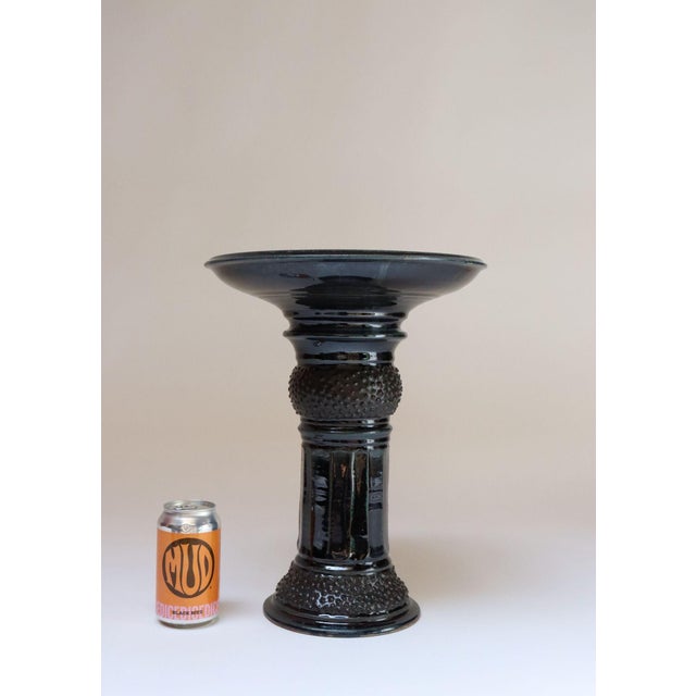 Vintage Studio Pottery Metallic Blue Pedestal / Votive Holder by Deanna Nichols For Sale In New York - Image 6 of 18