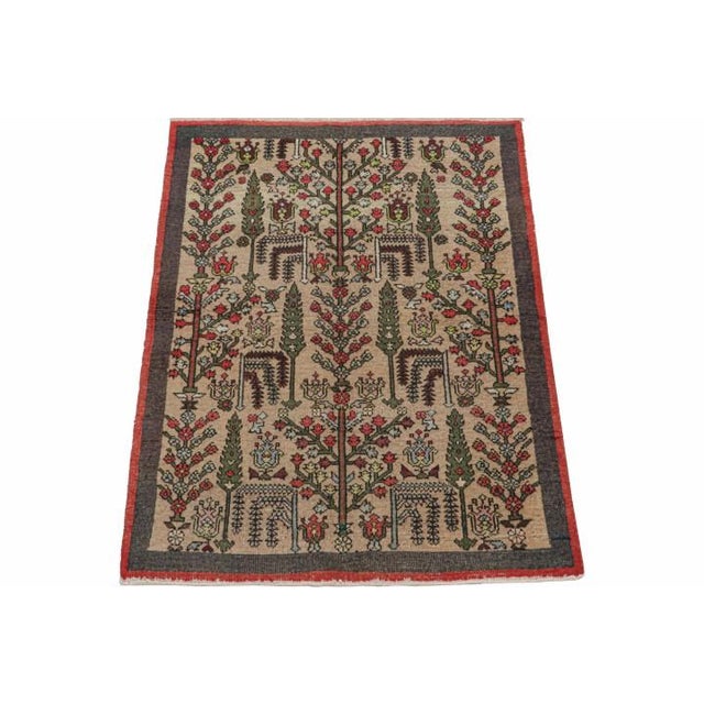 1960s Vintage Runner in Beige With Green and Red Floral Patterns by Rug & Kilim For Sale - Image 5 of 7