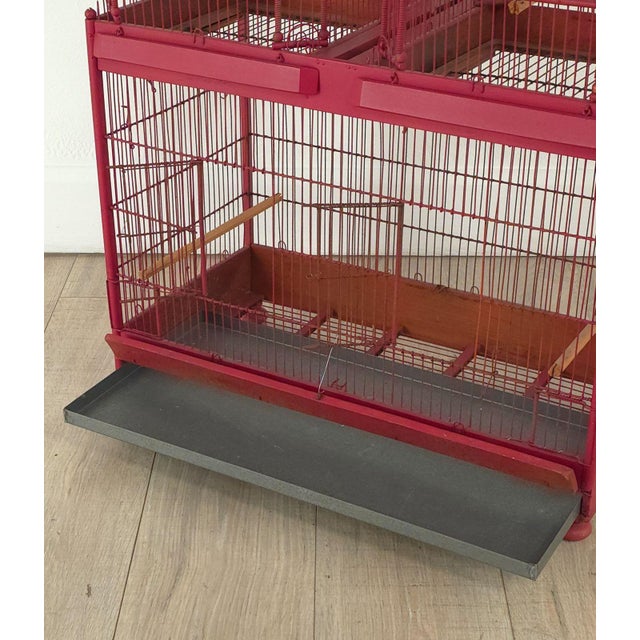 1920s Early 20th Century Red Painted Birdcage, England Circa 1920 For Sale - Image 5 of 6