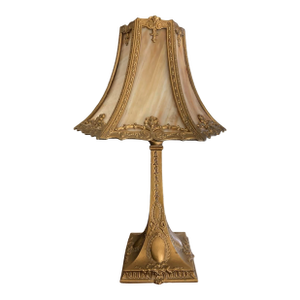 Antique Art Deco Art Nouveau Boudoir Slag Glass Lamp
