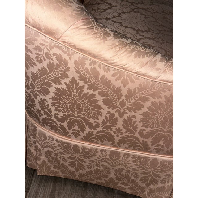 American Vintage Beacon Hill Tufted Damask Sofa – Blush Pink – Hollywood Regency – 60” For Sale - Image 3 of 9