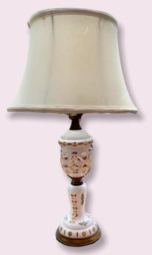 1920s Czechoslovakian Cut to Clear Cased Glass Table Lamp Table Lamps