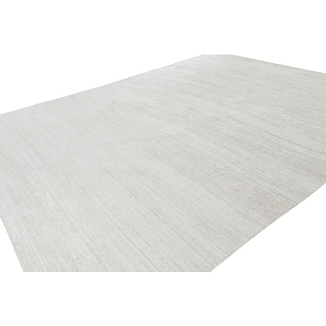 Rug & Kilim Rug & Kilim’s Oversized Textural Rug in Solid White, Beige and Cream Striae For Sale - Image 4 of 8