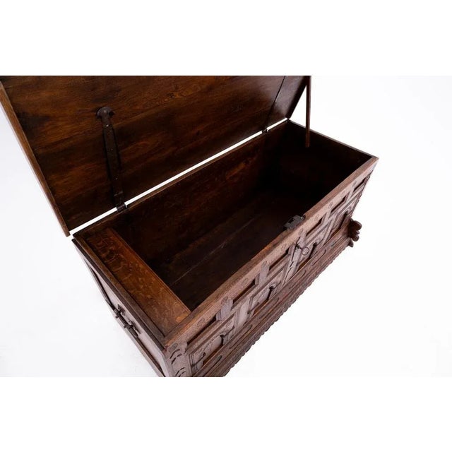 Antique Baroque Wooden Chest, 1781 For Sale - Image 6 of 18
