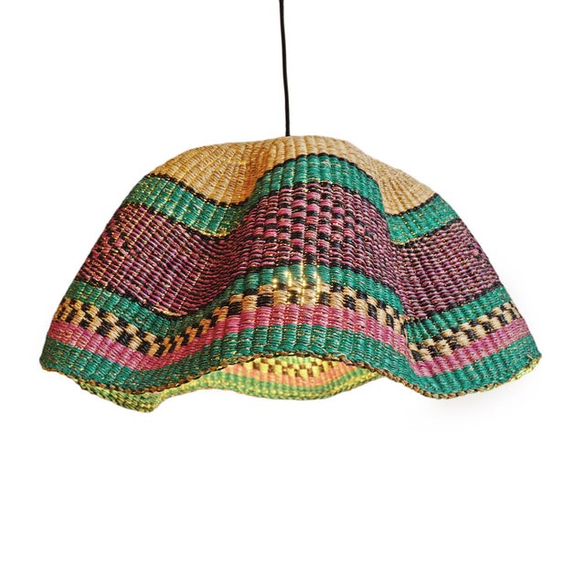 Bolga Wave Basket Light Pendant For Sale In Los Angeles - Image 6 of 7