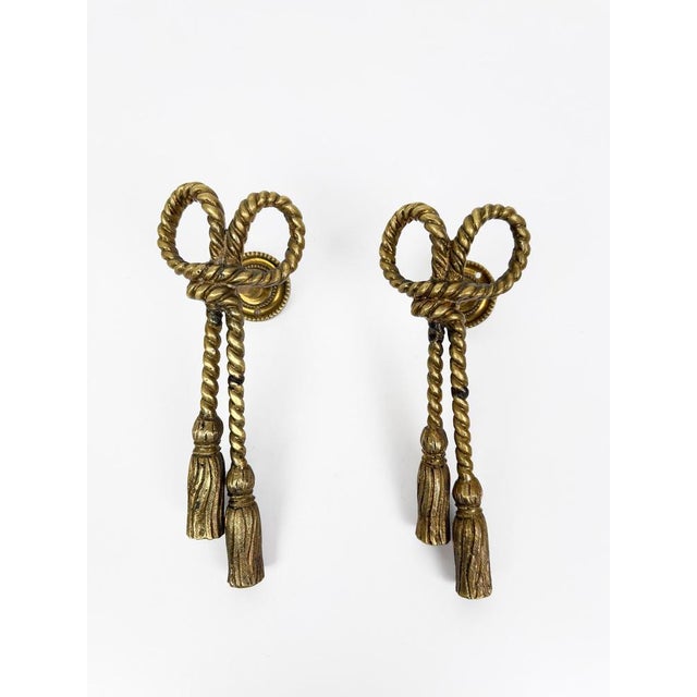 Gold Mid-Century Italian Hollywood Regency Brass Handles or Wall Hooks, 1970s, Set of 2 For Sale - Image 8 of 17