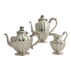 Antique Art Deco Sterling Silver L. Maciel Mexican 3 Piece Tea Coffee Set 1935