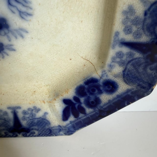Mid 19th Century Flow Blue Ironstone Large Platter For Sale - Image 4 of 8
