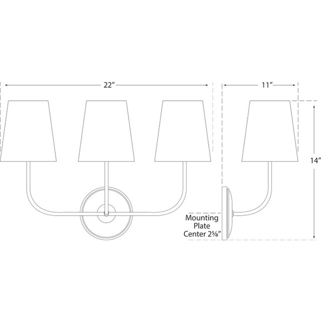 Modern Thomas O'Brien for Visual Comfort Signature Vendome Triple Sconce in Hand-Rubbed Antique Brass with Linen Shades For Sale - Image 3 of 4
