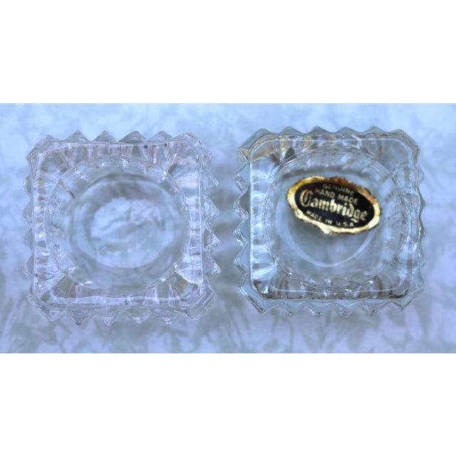 1940's Westmoreland Crystal Salt Cellars With Sterling Silver Salt Spoons- 4 Pieces For Sale - Image 11 of 14