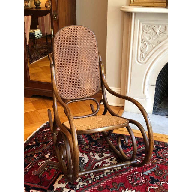 Brown Vintage Thonet-Style Bentwood Rocker For Sale - Image 8 of 13