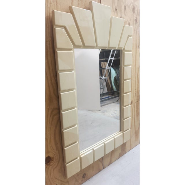 Karl Springer 1970s Architectural Goatskin Lacquer Mirror, Style of Karl Springer For Sale - Image 4 of 10