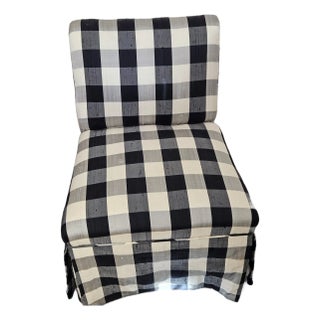 Darling Tiny Slipper Chair in Black and White Buffalo Check For Sale