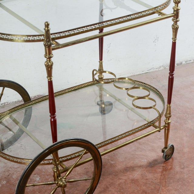 Vintage Serving Trolley with Glass Trays For Sale - Image 5 of 9