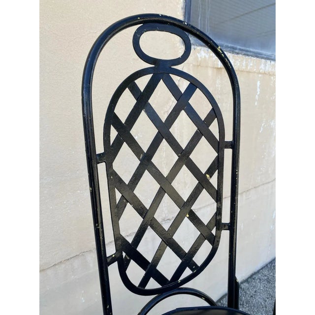 Vintage Mid Century Modern Black Iron Kitchen Dining Set 4 Chairs Table 5 Pc Set For Sale - Image 11 of 12