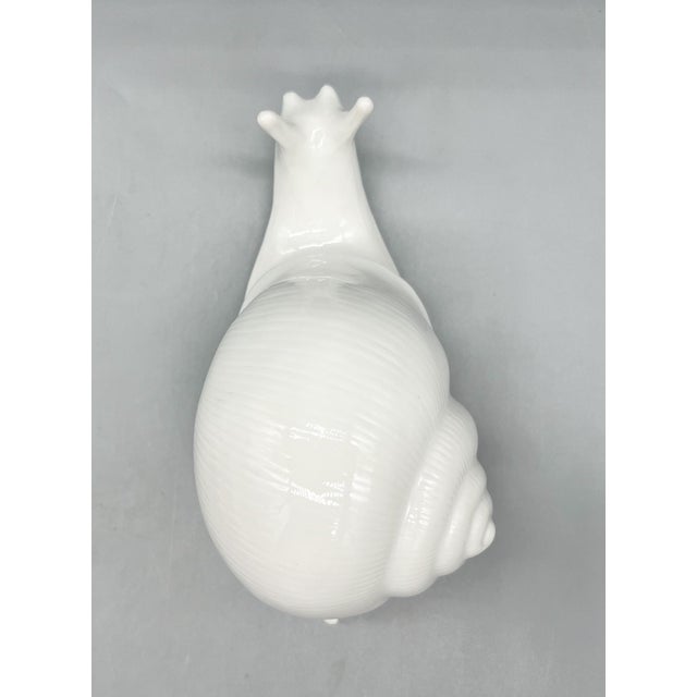 Late 20th Century Large Vintage White Ceramic Snail Figurine – Whimsical Coastal or Cottagecore Decor For Sale - Image 5 of 10