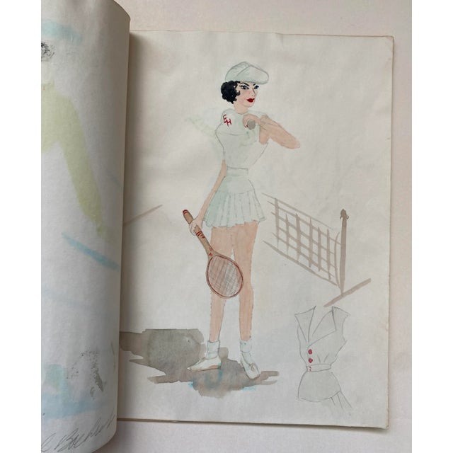 1950s Mid Century Portfolio of Fashion Paintings For Sale - Image 6 of 11